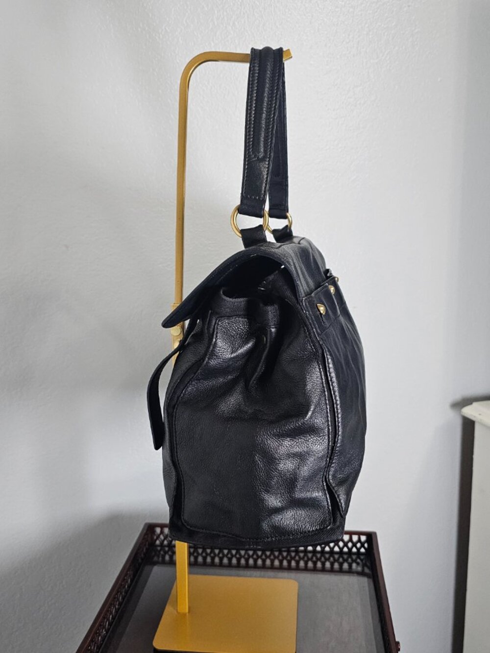 YSL Saint Laurent Black Leather Muse 2 Satchel Bag - Size 9x12x5.5 inches - Picture 4 of 8